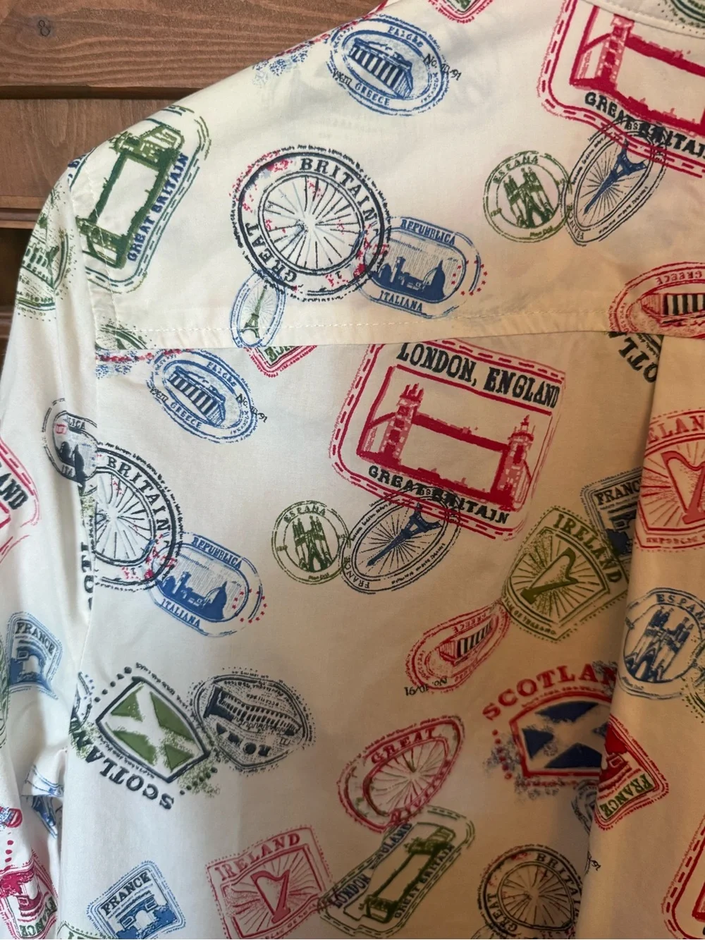 Talbots Modern Classic Shirt in Passport Stamps L - Picture 11 of 13